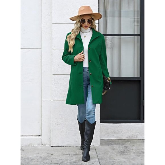 Womens Coats Winter Long Wool Coat Trench Coat Fall Clothes Casual Blazers Notch - Picture 6 of 6